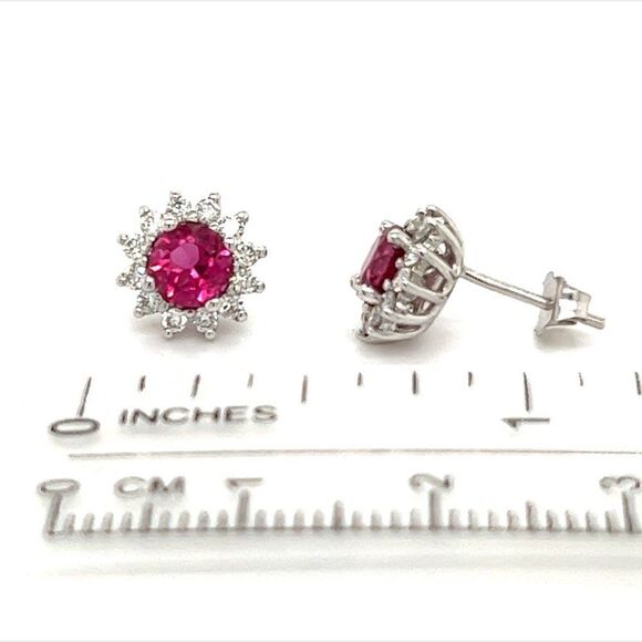 Diamond Rubellite Tourmaline Earrings 14k Gold 1.36 TCW Certified $3,950 211348 - Picture 6 of 14